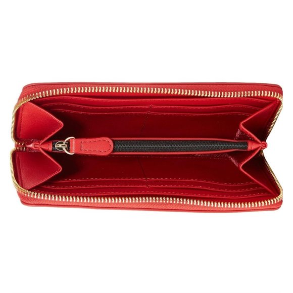 Love Moschino Womens Red Leather Gold Metal Logo Wallet Zip Closure NWT - Picture 4 of 9